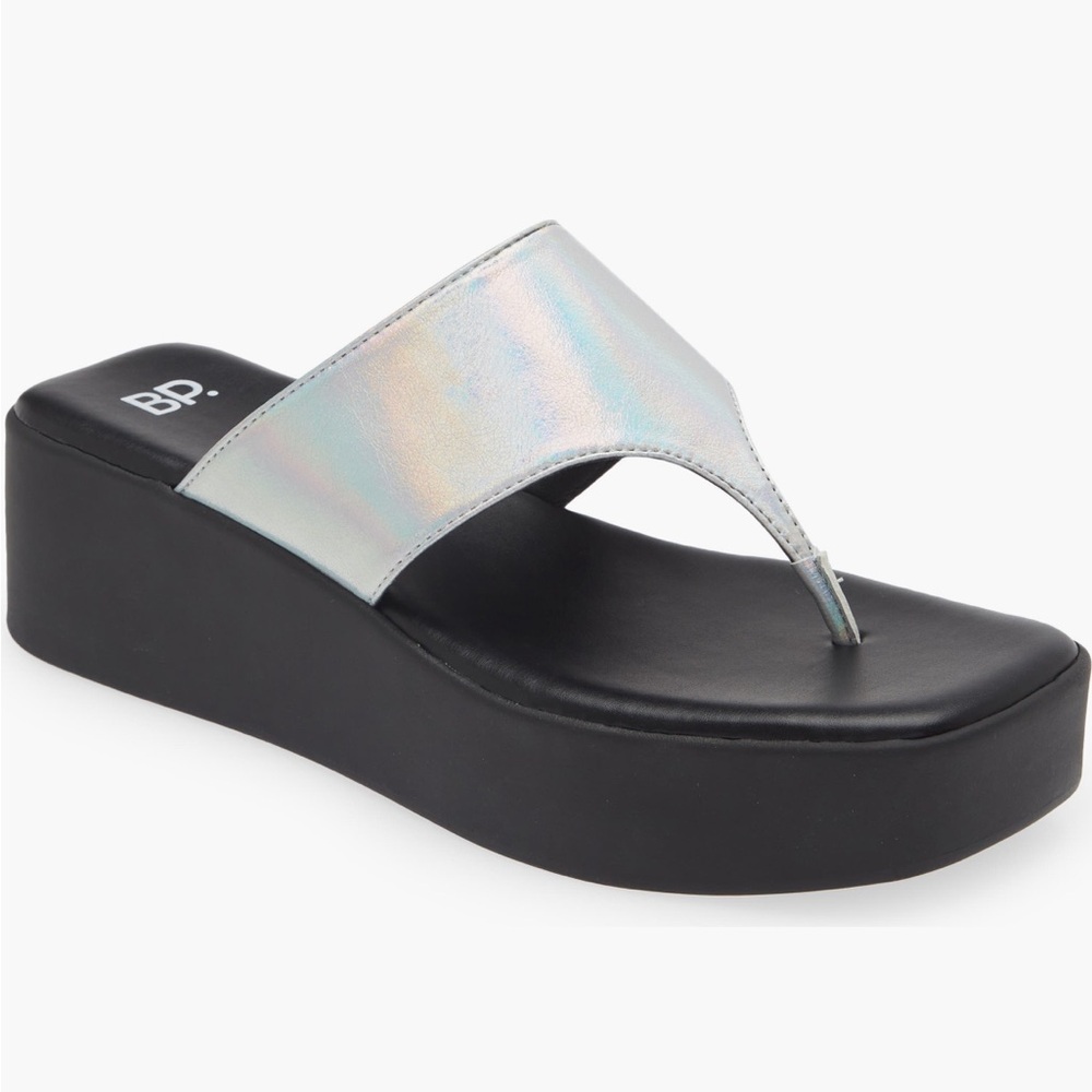 Silver‎ Iridescent Platform Sandals
